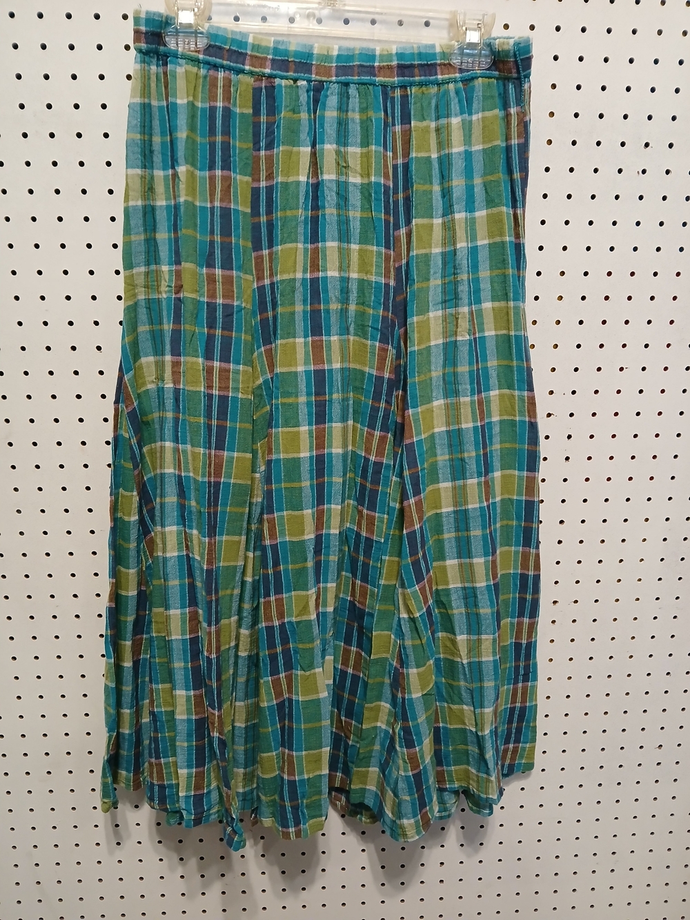 White Stag Plaid Midi Skirt in Teal, Green and Brown - Picture 4 of 12